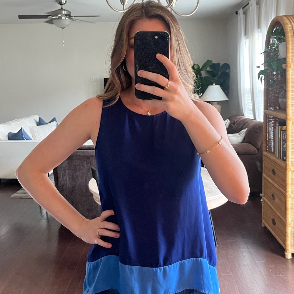 Tobi Colorblock Blue Chiffon Tank Top size M